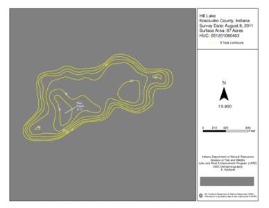 Hill Lake Kosciusko County, Indiana Survey Date: August 8, 2011 Surface Area: 67 Acres HUC: [removed]foot contours