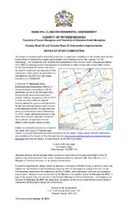 MUNICIPAL CLASS ENVIRONMENTAL ASSESSEMENT  COUNTY OF PETERBOROUGH Township of Cavan Monaghan and Township of Otonabee-South Monaghan  County Road 28 and County Road 21 Intersection Improvements