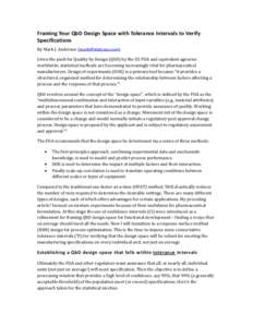 Microsoft Word - Framing Your QbD Design Space with Tolerance Intervals to Verify Specifications.docx