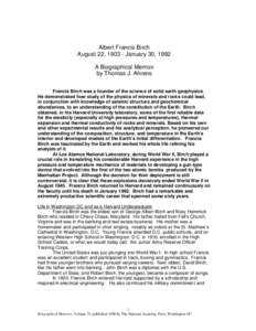 Francis Birch / Planetary science / Mineral physics / Reginald Aldworth Daly / Structure of the Earth / Birch / Little Boy / Leason Adams / Mantle / Geophysics / Science / Geology