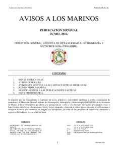 Avisos a los MarinosPUBLICACIÓN No. 06. AVISOS A LOS MARINOS PUBLICACIÓN MENSUAL