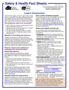 Safety & Health Fact Sheets  Revised: March 2012 Division of Occupational Safety and Health Cal/OSHA Consultation Services