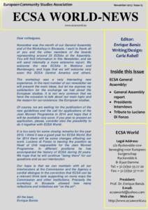 European Community Studies Association  November[removed]Issue 15 ECSA WORLD-NEWS www.ecsaworld.eu