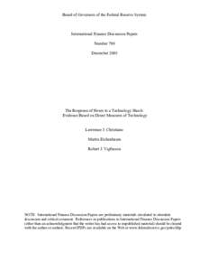 Board of Governors of the Federal Reserve System  International Finance Discussion Papers Number 790 December 2003