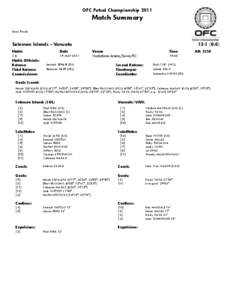 OFC Futsal Championship[removed]Match Summary