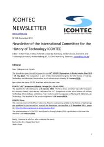 ICOHTEC NEWSLETTER www.icohtec.org No 128, DecemberNewsletter of the International Committee for the