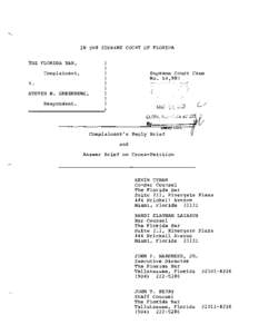 IN THE SUPREME COURT OF FLORIDA THE FLORIDA BAR, Complainant, v. STEVEN M. GREENBERG,