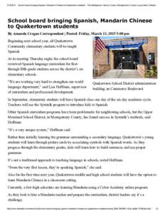 School board bringing Spanish, Mandarin Chinese to Quakertown students ­ The Intelligencer: Bucks County | Montgomery County | Local news | Breaki… School board bringing Spanish, Ma