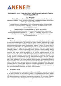 Optimization of an Integrated Neutronic/Thermal-Hydraulic Reactor Core Analysis Model A.G. Mylonakis1,2 1 National Centre for Scientific Research “Demokritos”, Institute for Nuclear and Radiological Sciences, Energy,