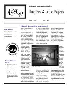Society of American Archivists  Chapters & Loose Papers Volume 2, Issue 2  April 1, 2008