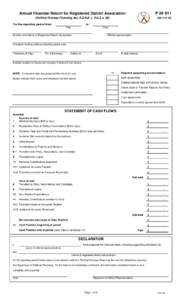 P[removed]Annual Financial Return for Registered District Association (Political Process Financing Act, R.S.N.B. c. P-9.3, s. 60) For the reporting period from