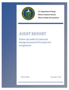 U.S. Department of Energy Office of Inspector General Office of Audits and Inspections AUDIT REPORT