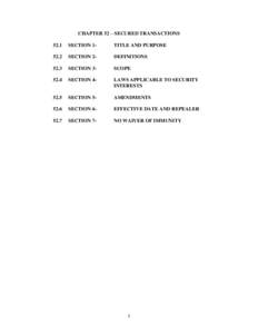 CHAPTER 52 – SECURED TRANSACTIONS 52.1 SECTION 1-  TITLE AND PURPOSE