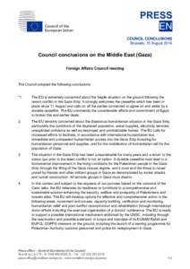Council of the European Union PRESS EN COUNCIL CONCLUSIONS