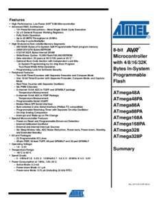 Features • High Performance, Low Power AVR® 8-Bit Microcontroller • Advanced RISC Architecture •