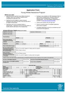 Application form Young Athlete Assistance Program