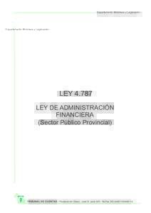 Departamento Biblioteca y Legislación.-  LEYLEY DE ADMINISTRACIÓN FINANCIERA (Sector Público Provincial)