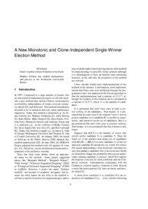 A New Monotonic and Clone-Independent Single-Winner Election Method M Schulze