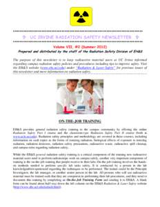 Microsoft Word - UCI RADIATION SAFETY NEWSLETTER Summer of 2012