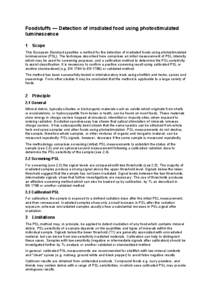 Foodstuffs — Detection of irradiated food using photostimulated luminescence