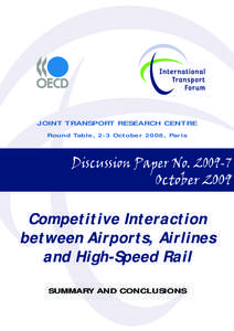 JOINT TRANSPORT RESEARCH CENTRE Round Table, 2-3 October 2008, Paris Discussion Paper No[removed]October 2009