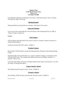 Aileen Osofsky / Minutes / North American Bridge Championships / Masterpoints / American Contract Bridge League / Board of directors / Motion / Private law / Business / Games / Barbara Seagram