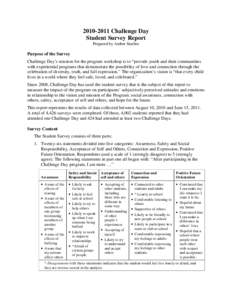 Challenge Day Student Survey Report Prepared by Amber Starfire Purpose of the Survey Challenge Day’s mission for the program workshop is to “provide youth and their communities