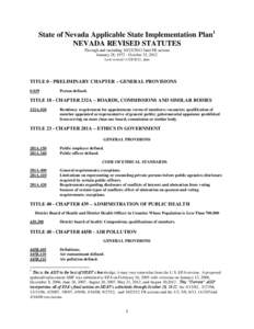 State of Nevada Applicable State Implementation Plan1 NEVADA REVISED STATUTES Through and including[removed]final FR actions January 28, [removed]October 23, 2012 Last revised[removed], akm