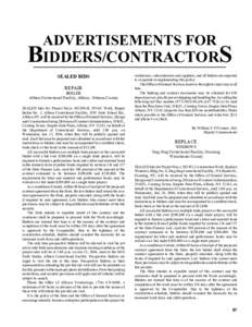 ADVERTISEMENTS FOR  BIDDERS/CONTRACTORS SEALED BIDS REPAIR BOILER