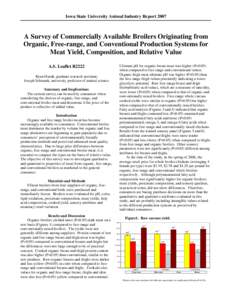 A Survey of Commercially Available Broilers Originating from Organic, Free-Range and Conventional Production Systems for Meat Yield, Composition and Relative Value