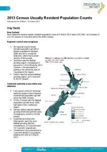 2013 Census Usually Resident Population Counts Embargoed until 10:45am – 15 October 2013