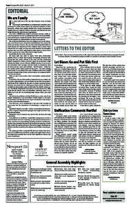 Page 6 Newport This Week March 27, 2014  EDITORIAL SPRING HAS ARRIVED