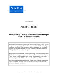 National Air Barrier Association / Quality assurance / Air barrier / Submittals / General contractor / Air Barrier Association of America / Architecture / Building engineering / Construction