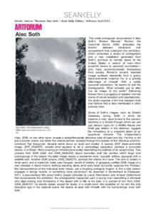    Decter, Joshua. “Reviews: Alec Soth – Sean Kelly Gallery,” Artforum, April 2012.  The initial photograph encountered in Alec