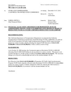 State of California DEPARTMENT OF TRANSPORTATION Business, Transportation and Housing Agency  Memorandum