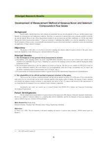 Principal Research Results  Development of Measurement Method of Gaseous Boron and Selenium Compounds in Flue Gases Background Recent studies clarified that boron and selenium are partitioned into gas and ash particles i