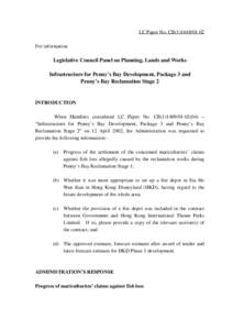 LC Paper No. CB[removed]For information Legislative Council Panel on Planning, Lands and Works Infrastructure for Penny’s Bay Development, Package 3 and Penny’s Bay Reclamation Stage 2