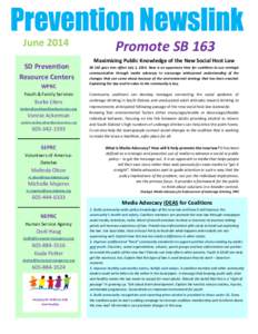 June 2014 SD Prevention Resource Centers WPRC Youth & Family Services
