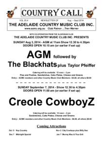 Adelaide Country Music Club Country Call - August  - September 2014 Issue - Vol 25.4