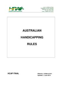 AUSTRALIAN HANDICAPPING RULES HCAP FINAL