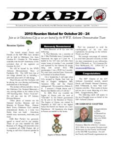 DIABLO The Link for All Veterans, Spouses, Family and Friends of the 508th Parachute Infantry Regiment Association - AprilVol. 5, NrReunion Slated for October 20 – 24 Join us in Oklahoma City as we are