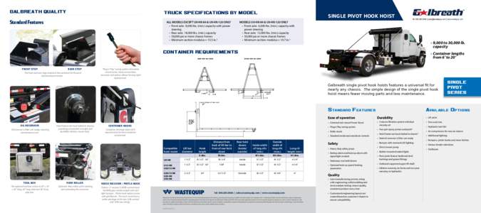 GALBREATH QUALITY  TRUCK SPECIFICATIONS BY MODEL Standard Features