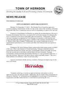 TOWN OF HERNDON Enriching the Quality of Life and Promoting a Sense of Community