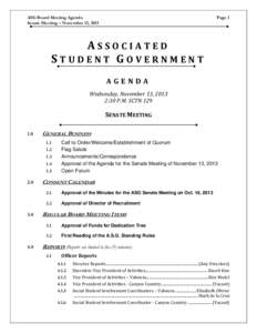 ASG Board Meeting Agenda Senate Meeting – November 13, 2013 Page 1  ASSOCIATED