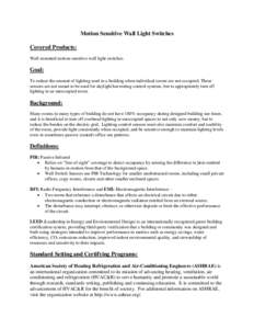 Construction / Lighting / Building biology / Motion detection / Security / Daylight harvesting / Light switch / HVAC / ASHRAE 90.1 / Architecture / Building engineering / Heating /  ventilating /  and air conditioning