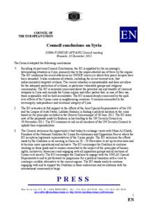 EN  COUCIL OF THE EUROPEA UIO  Council conclusions on Syria