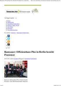 Ramsauer: Effizienzhaus Plus in Berlin besteht Praxistest - Immobilien-Newsticker