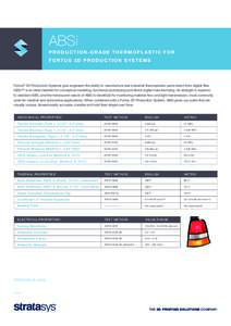 ABSi PRODUCTION-GRADE THERMOPLASTIC FOR FORTUS 3D PRODUCTION SYSTEMS Fortus® 3D Production Systems give engineers the ability to manufacture real industrial thermoplastic parts direct from digital files. ABSi™ is an i