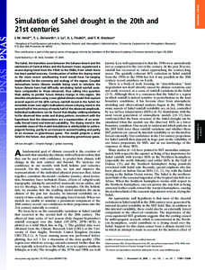 INAUGURAL ARTICLE  Simulation of Sahel drought in the 20th and 21st centuries I. M. Held*†, T. L. Delworth*, J. Lu‡, K. L. Findell*, and T. R. Knutson* *Geophysical Fluid Dynamics Laboratory, National Oceanic and Atm