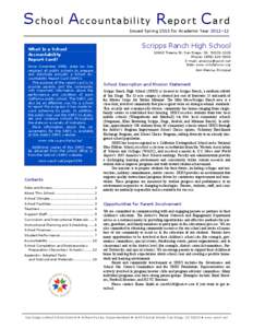 School Accountability Report Card Issued Spring 2013 for Academic Year 2011–12 What Is a School Accountability Report Card?